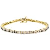 2 Carat Diamond 14K Straight Line Link Bracelet (2ctw, I-J, I2-I3)