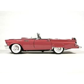 1957 Ford Thunderbird diecast model car 1:18 scale die cast by Leather Series Yat Ming - Metallic Pink