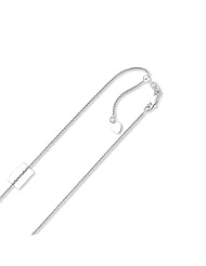 10K 22" White Gold 1.0mm Diamond Cut Adjustable Wheat Chain with Lobster Clasp