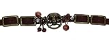 Brown Skull Leather and Crystal Stones Bracelet *****