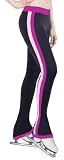 Ice Figure Skating Dress Practice Pants Side Stripe Fuchsia/Two Tone - Child Small