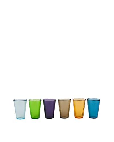 Yalos Murano Set 6 Bicchieri Bibita Assortiti Happy Multicolore
