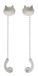 J-Steel by Fyn Studios (TM) Cat-Lovers Surgical Stainless-Steel Post and Dangle Earrings JSF-843332000894