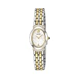 Seiko Stainless Gold Mother Of Pearl Dial Oval Face Cabochon Crown Ladies Watch With Fourteen... by Seiko