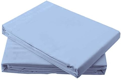 (Fitted sheet and Pillowcase only) 800 Thread Count Fitted sheet with deep pockets 24 Inches and 2 Extra Pillowcase Twin XL, Solid, Light Blue, Egyptian Cotton