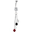 Red Black White Silver Crystal Sports Team Belly Ring