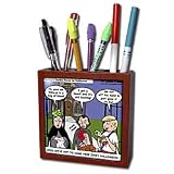 Rich Diesslins Funny General Cartoons - Halloween - Zombie Trick or Treat - Tile Pen Holders-5 inch tile pen holder