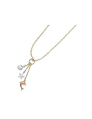 14K Yellow Gold 18 Inch Tri-Color Shell, Starfish, and Dolphin Dangle Sea Life Necklace with Spring Ring Clasp
