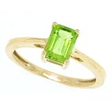 1.00ct Emerald Cut Peridot Ring in 10Kt Yellow Gold