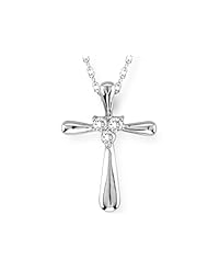 Diamond Cross Pendant Necklace 1/10 (ctw) in Sterling Silver with Chain