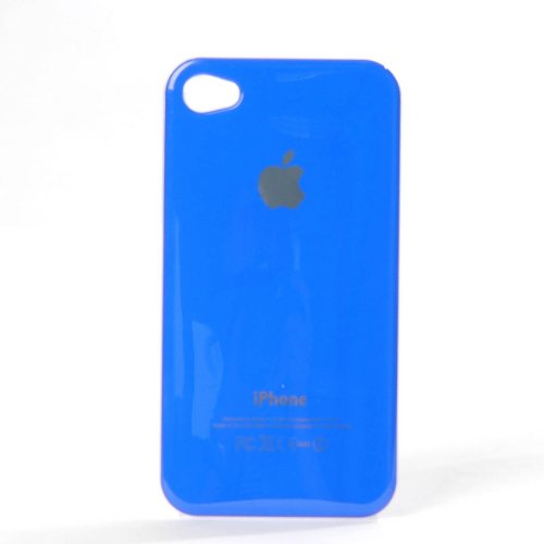 Schutzhülle Gehäuse Hard Case für Apple iPhone 4 / 4S Crystal Transparent mit Logo Dunkelblau