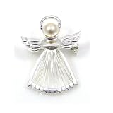 Guardian Angel Pearl and Silver Plated Brooch Pin