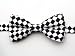 TopTie™ Mens Black & White Checkerboard Pre-Tied Satin Clip on Formal Bow Tie