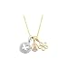10K Tri-Color Gold Diamond Accent ''Flower, Butterfly and Ladybug'' Necklace