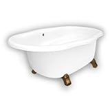 American Bath Factory B4-72-WW-RH-NH-M2-45-OB Caspian Whirlpool Clawfoot Bathtub in White, Armada Fe