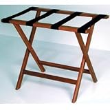 Luggage Rack with Sturdy Webbing-Mahogany/Black (Dark Red Mahogany/Black) (20H x 23.75W x 15.5D)