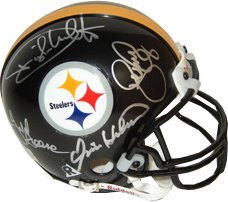 Ernie Holmes Signed Pittsburgh Steelers Replica Mini Helmet- 4 sigs- JSA Hologram