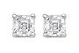 1 3/4 Carat Asscher Cut Diamond Stud Earrings 18K White Gold GIA Certified