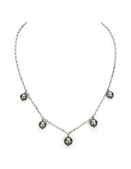 925-Sterling Silver 8-11mm Round Genuine Black South Sea Tahitian Pearl High Luster Necklace 18"