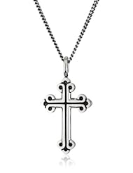 King Baby 18" Curb Link Chain with Small Traditional Cross Sterling Silver Pendant Necklace