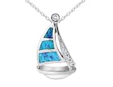Opal Sailboat Pendant in Sterling Silver with Chain