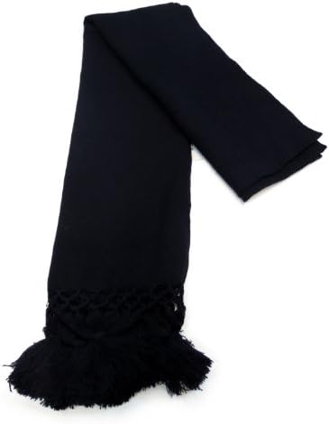 Leos Imports Mexican Rebozo Shawl (Black Navy Solid)