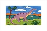Dippy the Diplodocus by Sophie Harding. Size 9.11 inches width by 4.98 inches height. High Quality Art Poster Print