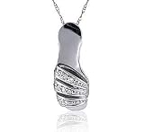 14k Diamond 14k White Gold Sandal Shoe Pendant Necklace