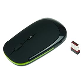 Kinobo Wireless Slimline USB Mouse For Laptops/Desktop PC XP/Vista/Windows 7 (green detail)