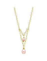 14K Gold Pink Cultured Round Pearl Necklace 18"