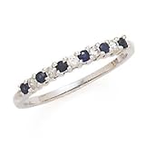 10k White Gold, Diamond & Sapphire Ring (0.38ctw)- Sizes 6-8