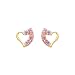 14K Yellow Gold Journey Heart Light Pink CZ Stud Earrings for Baby and Children