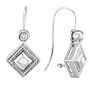 18K White Gold .45 CTW Diamond Drop Earrings