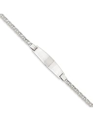 14k White Gold 7in Solid Polished Anchor Link ID Bracelet. Metal Wt- 7.07g