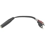HOSA STEREO 1/4" PHONE (F) - TWO RCA (M) (1-TIP AND 1-RING), 6 in. (Discontinued by Manufacturer)