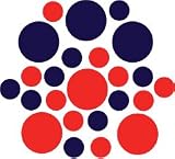 Set of 90 - Red / Dark Blue Navy Circles Polka Dots Vinyl Wall Graphic Decals Stickers