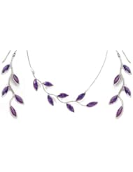 Purple Necklace and Earring Jewelry Set for Women - Leaf Charm - Olive Branch Gifts - Made of Polymer Clay - Unique Bridal Wear