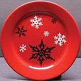 Festive Holiday Snowflakes on Red Plates by Waechtersbach - Set of 4
