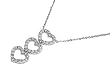 Sterling Silver CZ Necklace - Hearts - Chain: 16-18" (Adjustable) Height: 37 mm