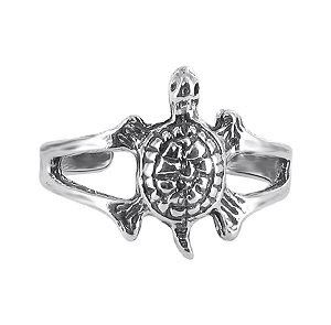 Sterling Silver Toe Ring Antique Finish Turtle Toering