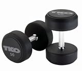 1 PAIR of TKO Rubber Encased Dumbbells w/Patented Tri Grip handle - 115 lb. each