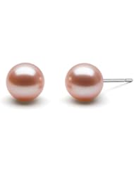 HinsonGayle AAA Gem Collection 8.5-9.0mm Naturally Pink Cultured Pearl Stud Earrings (Solid 14K White Gold)