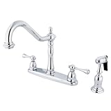 Kingston Brass KB7751BLBS English Vintage 8-Inch Deck Mount Kitchen Faucet with Brass Sprayer, Polis