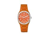Fossil Women's ES2578 Orange Soft-Touch Plastic Bracelet Orange Analog Dial Multifunction Watch