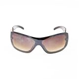 Fashion Men Rimless Wrap Sunglasses Detailed Brown Leopard Design with Amber Gradient Lenses