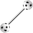White Black Stars Acrylic Barbell Tongue Ring