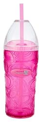 Zak Designs Clear/Fuchsia 16-Ounce Chiller with Straw