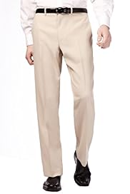 Straight Leg Flat Front Plain Trousers
