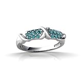 14K White Gold Genuine Round Blue Diamond Ring