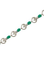 14K White Gold Oval Emerald and Diamond Bracelet